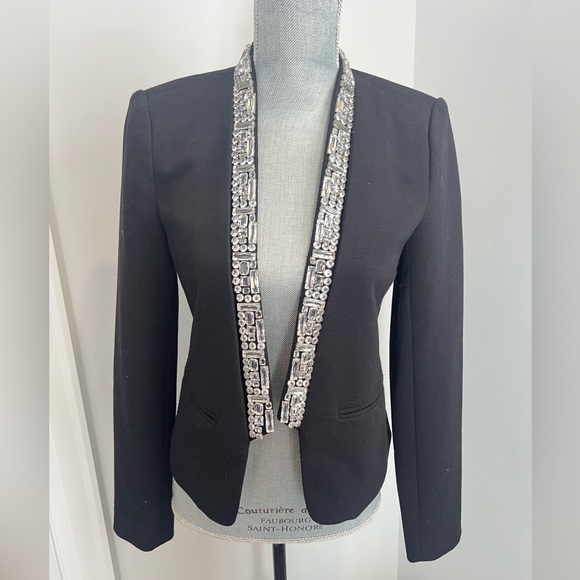 MICHAEL KORS BLACK BLAZER WITH BLING COLLAR (SIZE: 6 **FITS LIKE A SIZE 4) - Picture 1 of 4